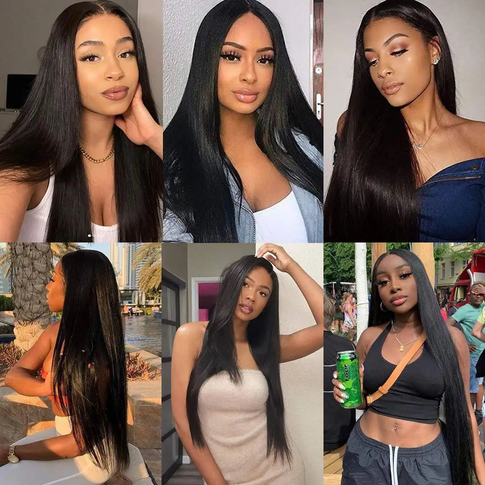 Straight Clip in Hair Extensions Real Human Hair.