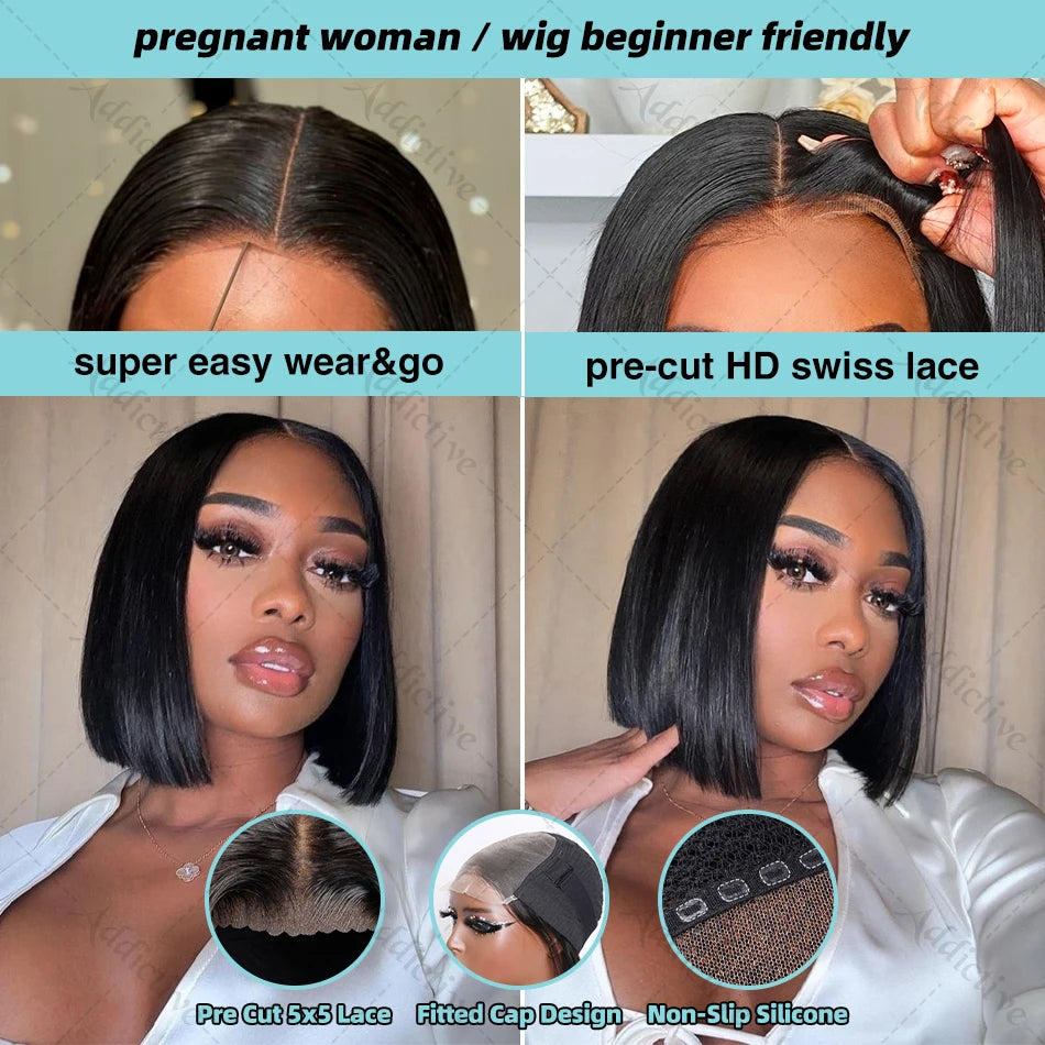 Straight Short Bob 13x4 Lace Frontal Wig - BLAKESTORE-NG
