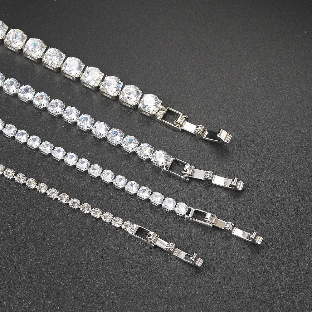 Hip Hop Iced Out 3/4/5mm Crystal Tennis Bracelet for Men.