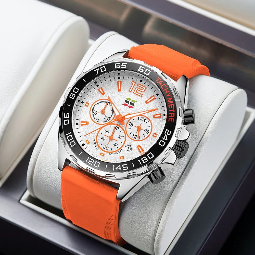 Chronograph Men Luxury Watches with Silicone Band. - BLAKESTORE-NG