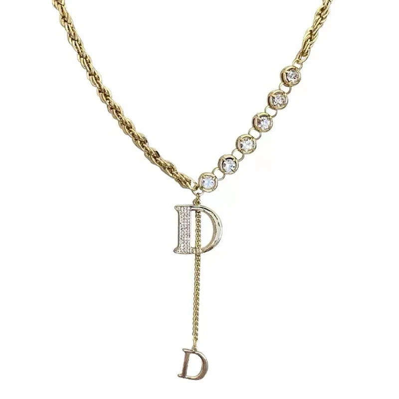 Gold Color Plated Necklace with classic D Letter Pendant.
