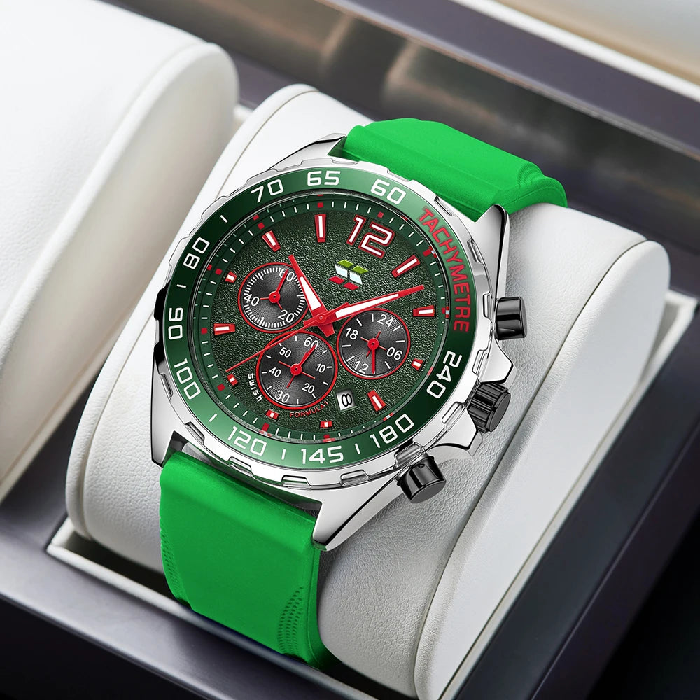 Chronograph Men Luxury Watches with Silicone Band. - BLAKESTORE-NG