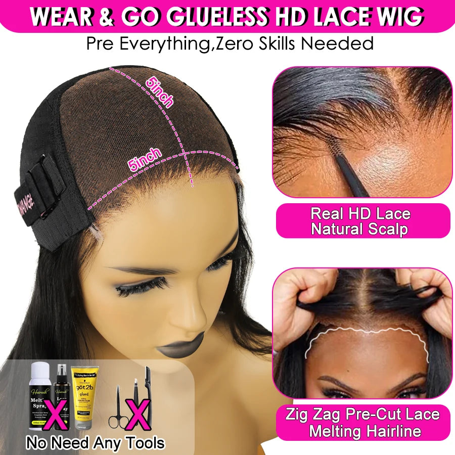 Straight Short Bob 5x5 HD Lace Closure Wig Ready to Go Glueless. - BLAKESTORE-NG