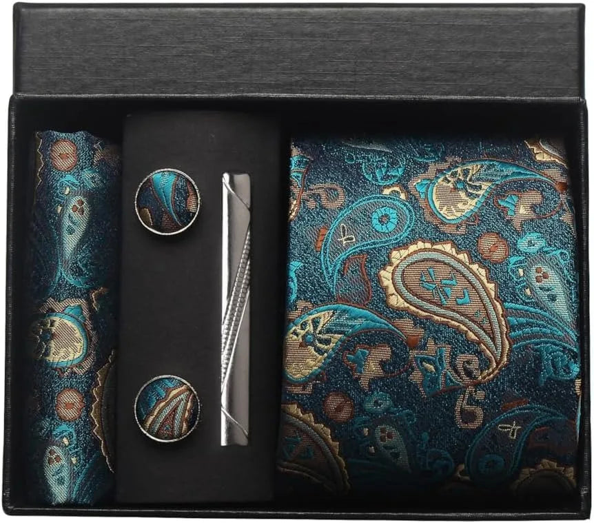 100% Silk Necktie Paisley Floral Mens Tie.