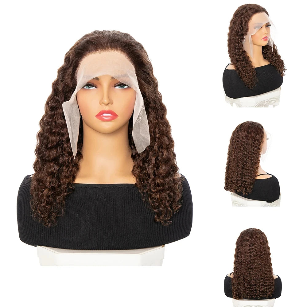 Dark Brown Bob Wigs Water Wave 200% Density - BLAKESTORE-NG