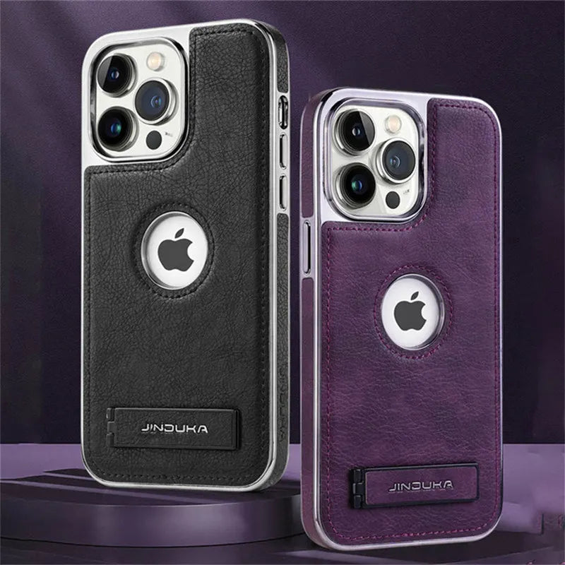 Bumper Leather Folding Kickstand Phone Case.