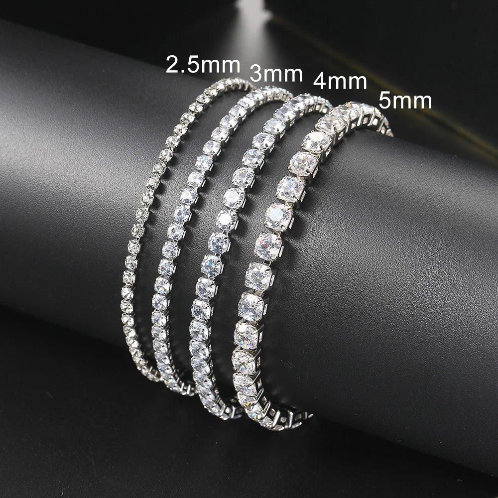 Hip Hop Iced Out 3/4/5mm Crystal Tennis Bracelet for Men.