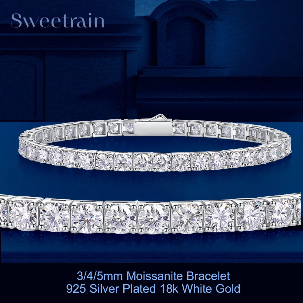Dainty 925 Sterling Silver Moissanite Tennis Bracelet.