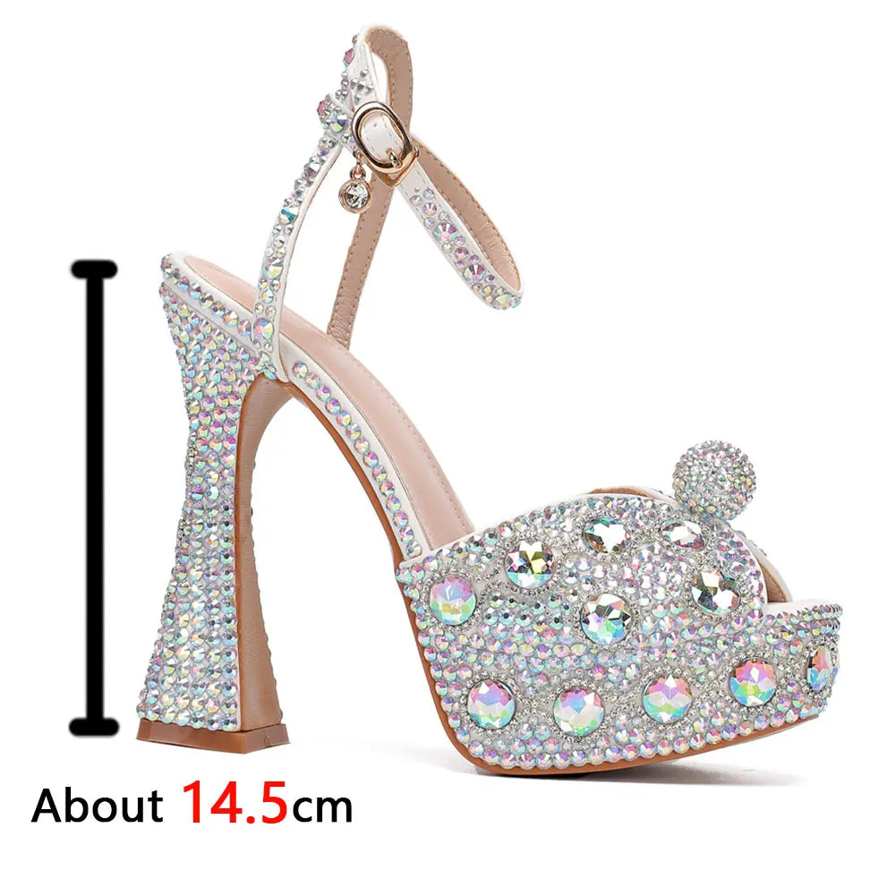 Beaded Thick Heel Platform Sandals For Women.