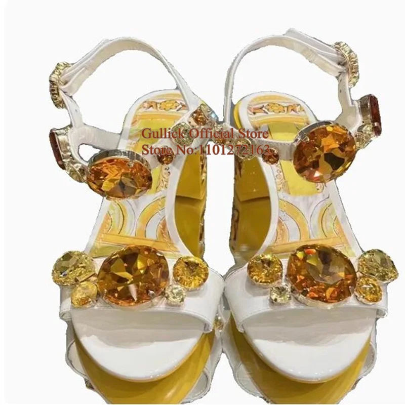 Bohemia Style Rhinestones Heels Sandals.