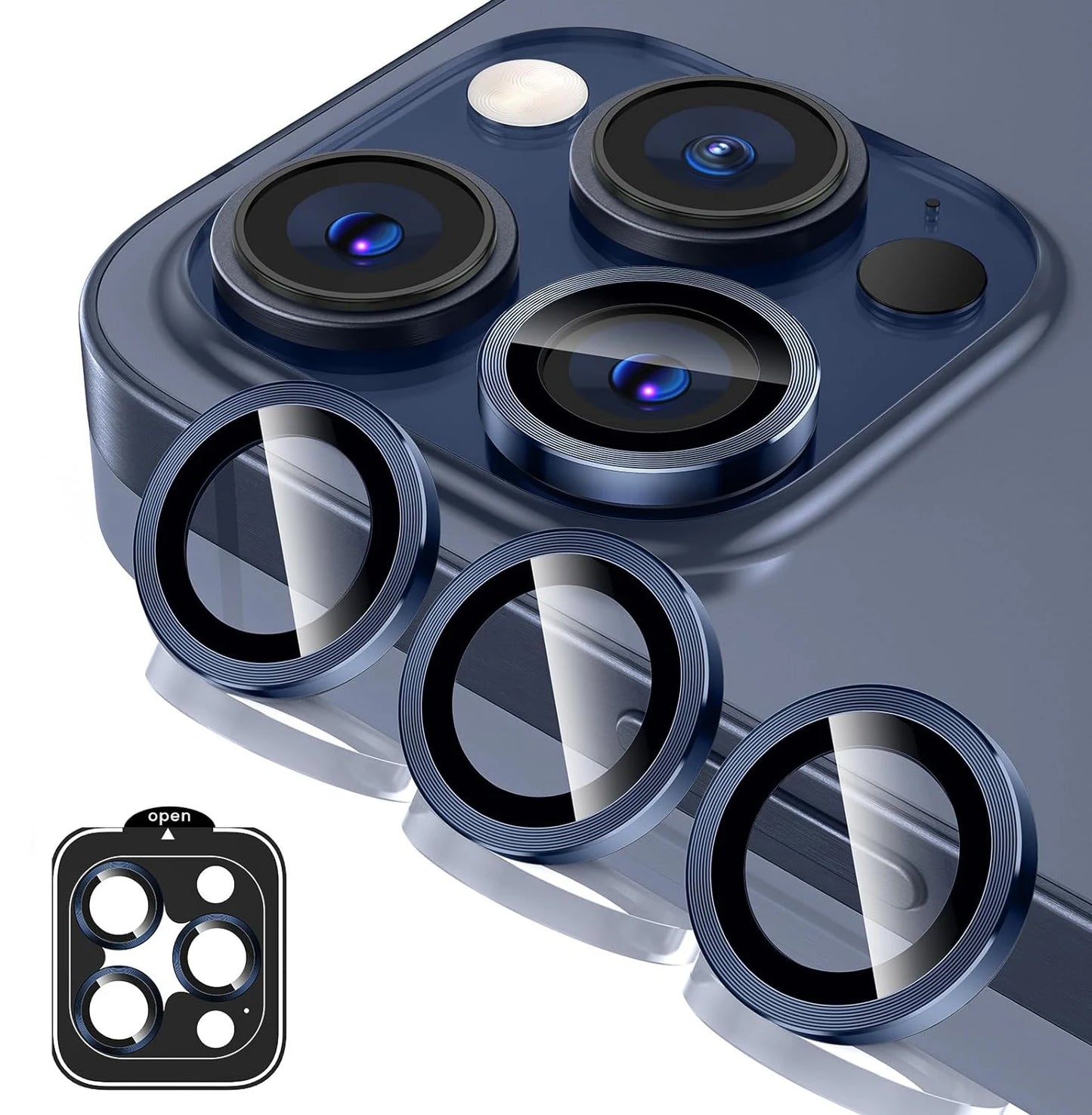 Titanium Gray Metal Tempered Glass Camera Lens Cover