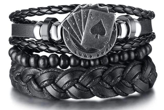 4Pcs/ Set Leather Bracelets For Men. - BLAKESTORE-NG