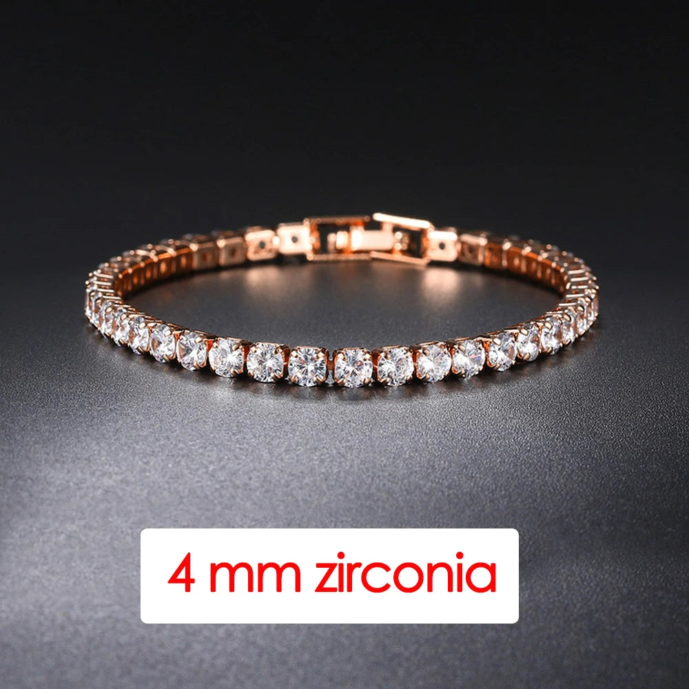 Hip Hop Iced Out 3/4/5mm Crystal Tennis Bracelet for Men.