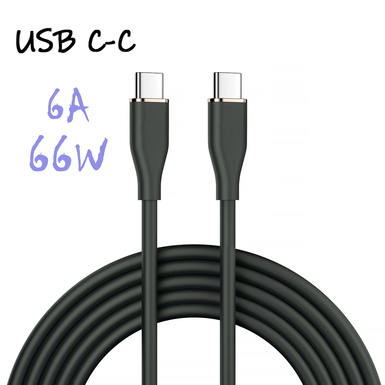 Liquid Silicon USB-Type C To C Fast Charging Cable 66W.