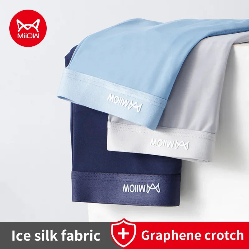 3Pcs Thin Ice Silk Men Boxershorts.