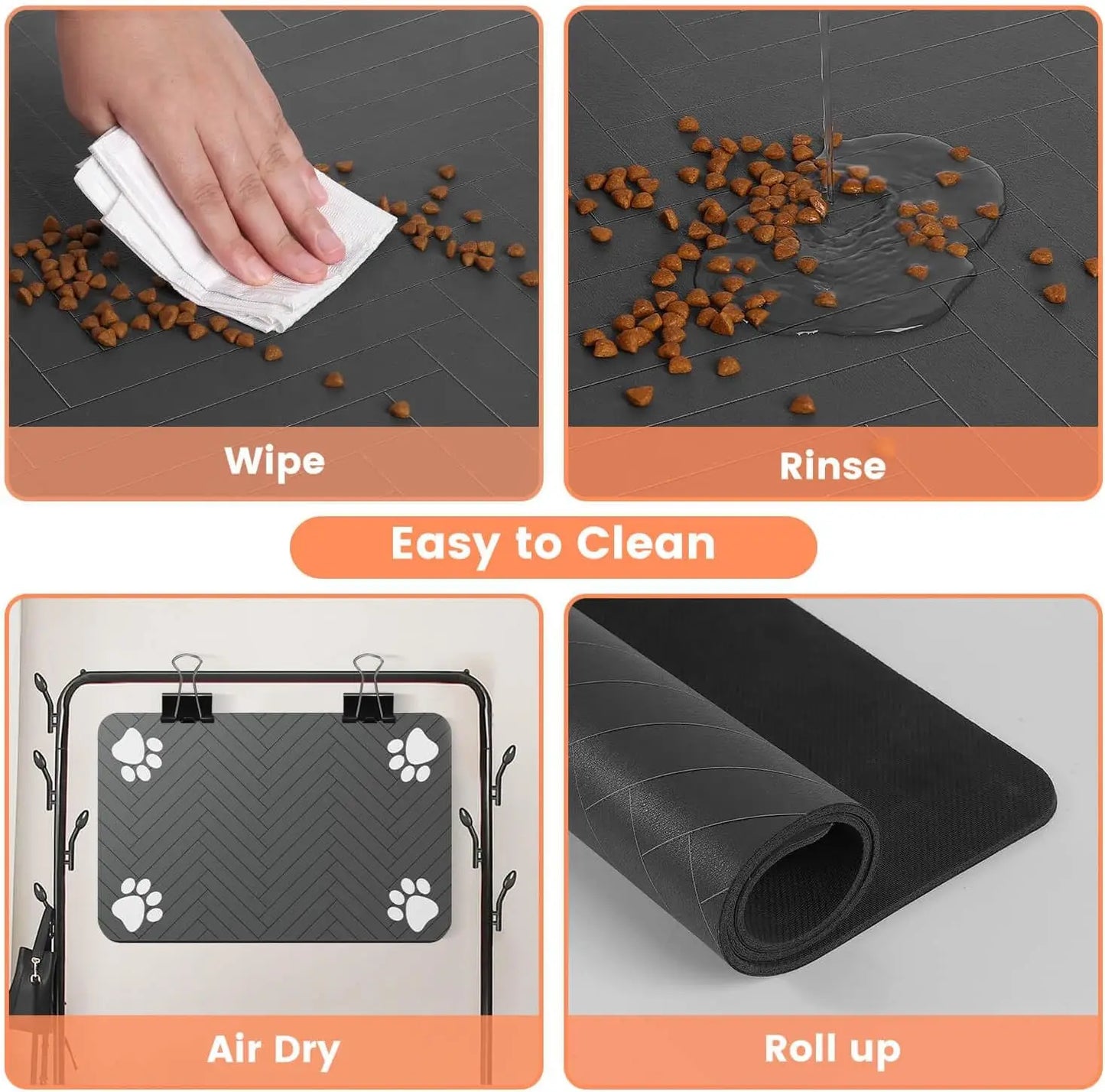 Pet Feeding Mat-Absorbent - Waterproof and Slip Proof.
