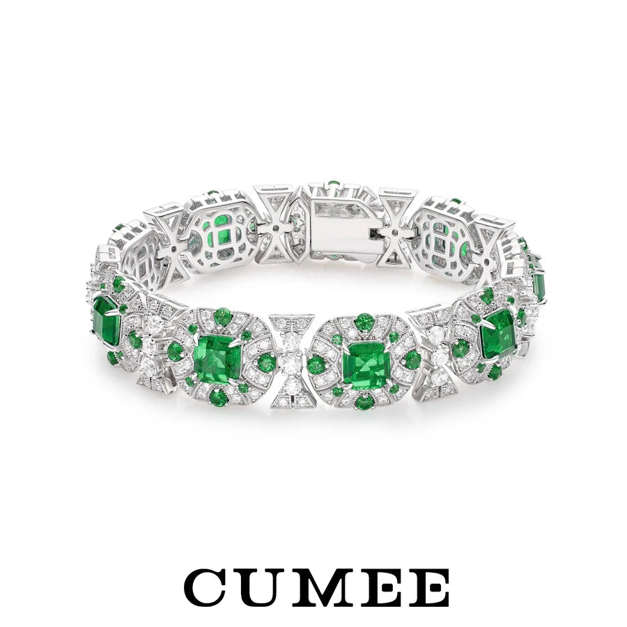 Diamond Luxury Cultivated Synthetic Emerald Bracelet.
