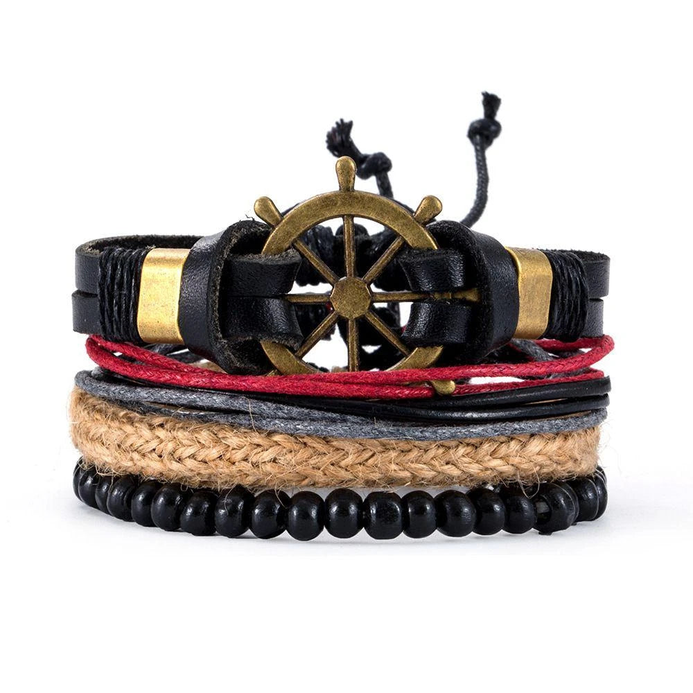 4Pcs/ Set Leather Bracelets For Men. - BLAKESTORE-NG