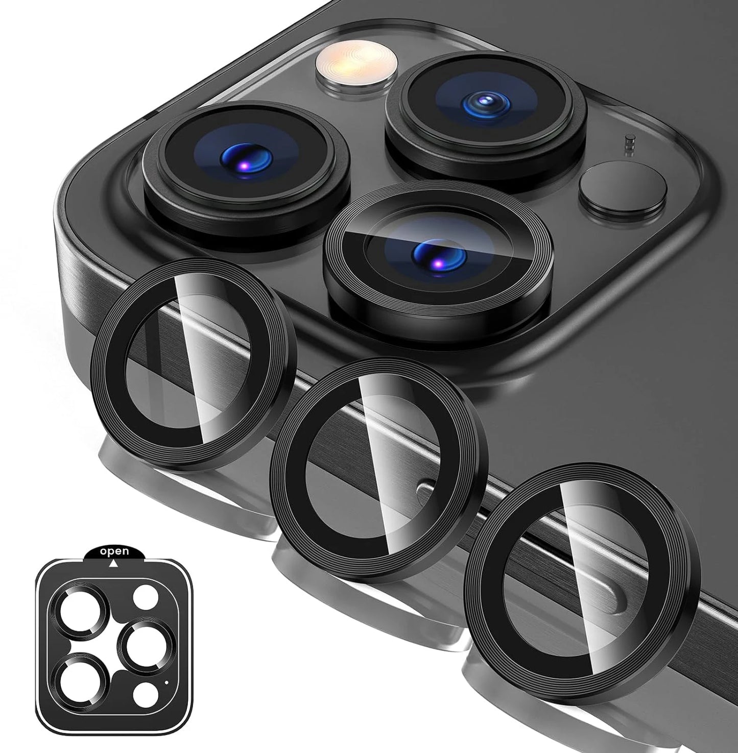 Titanium Gray Metal Tempered Glass Camera Lens Cover
