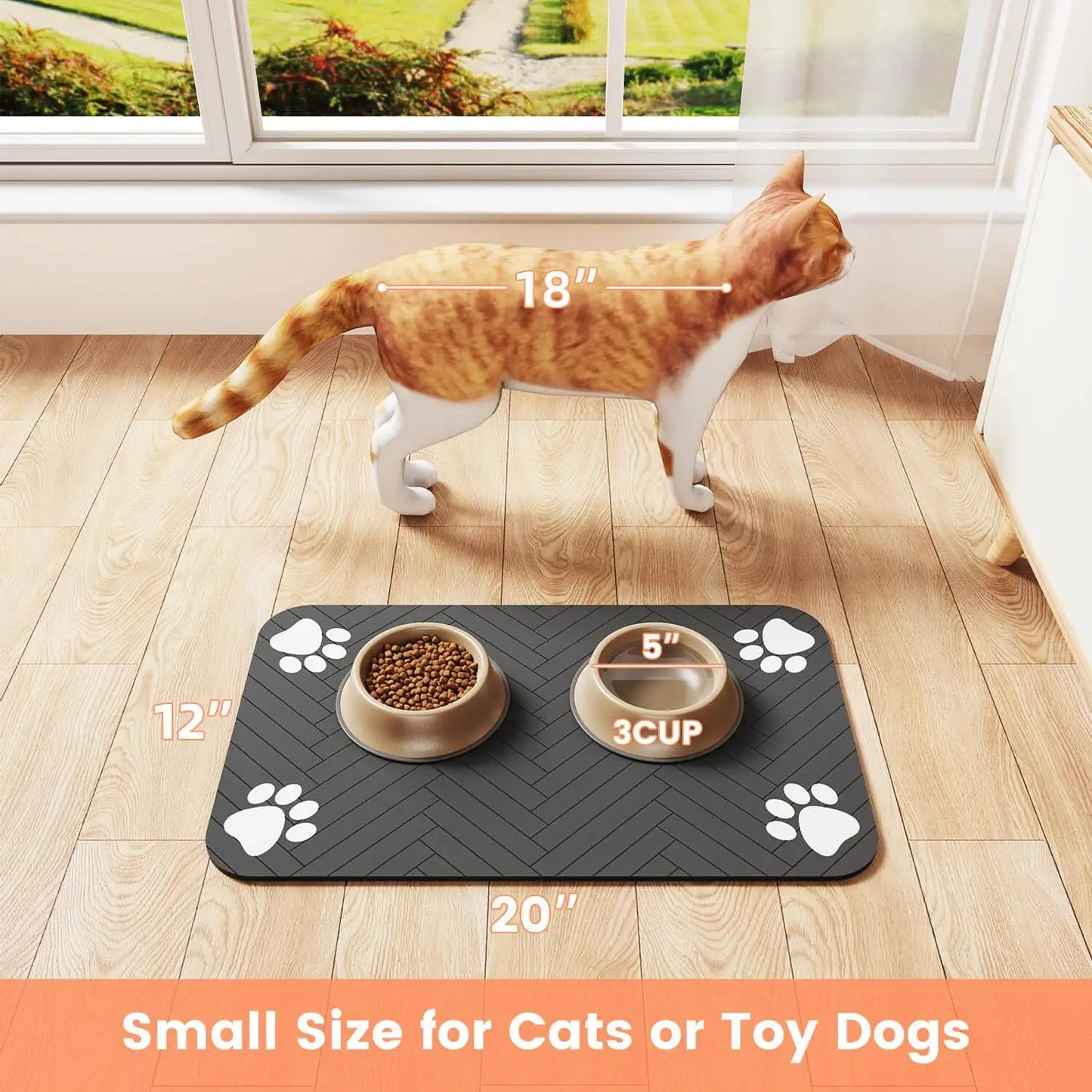 Pet Feeding Mat-Absorbent - Waterproof and Slip Proof.