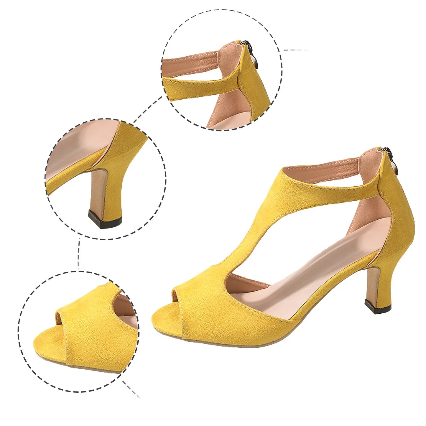 Suede High Heels Fish Mouth Peep Toe Sandals.