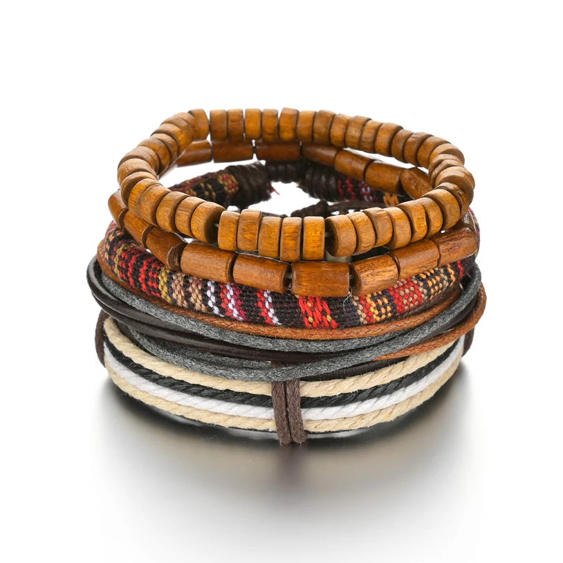 Multilayer Black Leather Jewelry Charm. Bracelets & Bangles for Men. - BLAKESTORE-NG