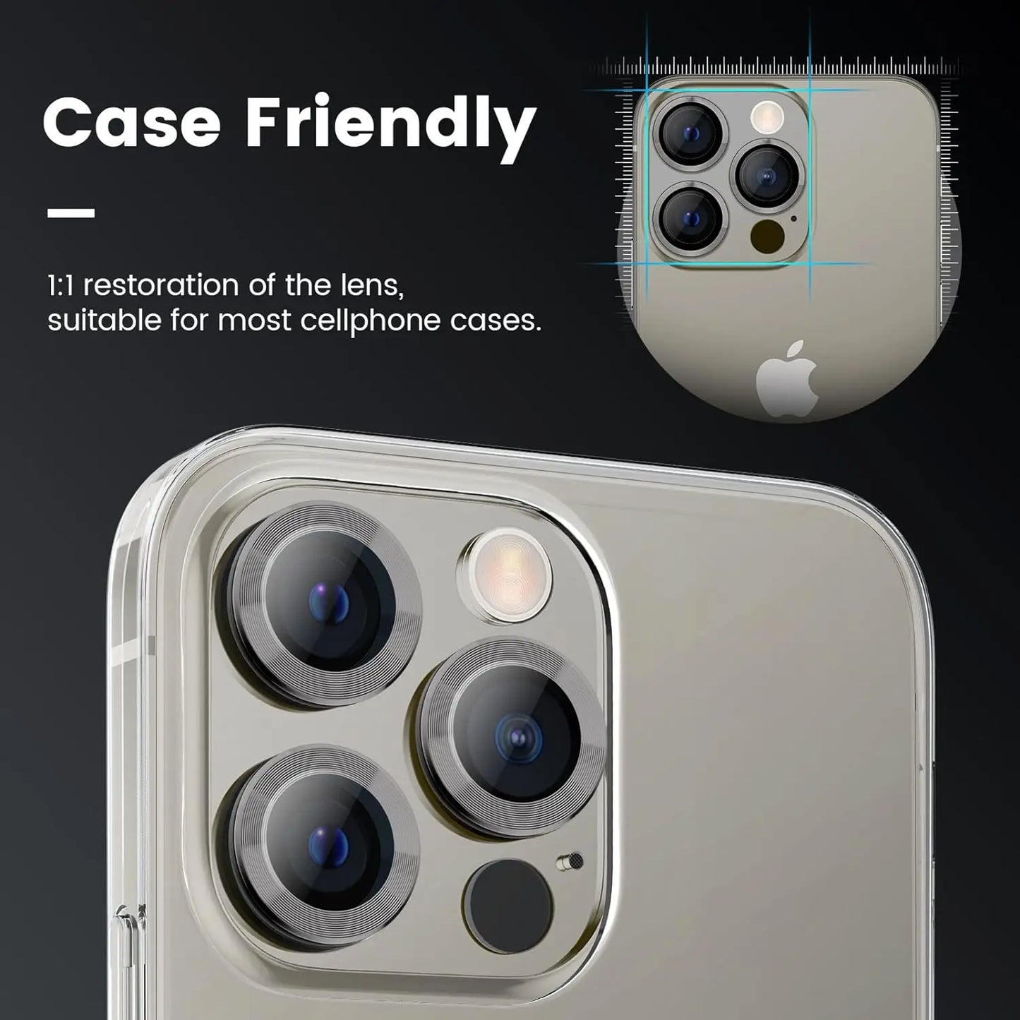 Titanium Gray Metal Tempered Glass Camera Lens Cover