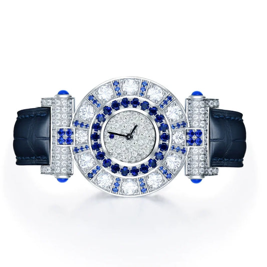 BELLUX Blue Sapphire Women’s Watch | Luxury Crocodile Leather Strap