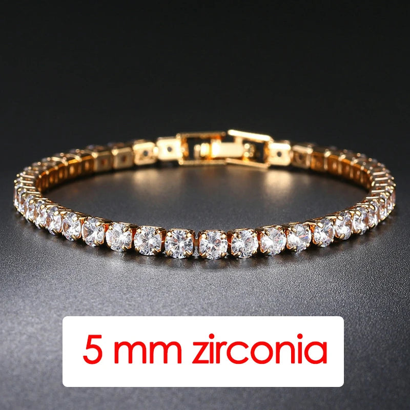 Hip Hop Iced Out 3/4/5mm Crystal Tennis Bracelet for Men.