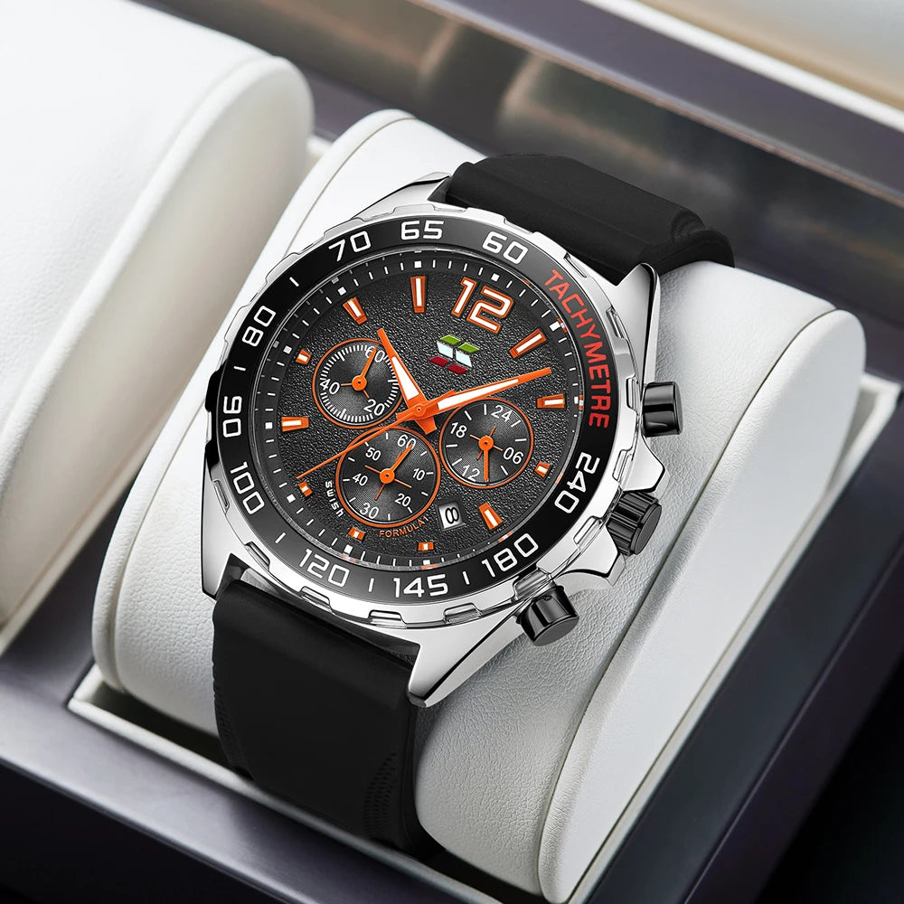 Chronograph Men Luxury Watches with Silicone Band. - BLAKESTORE-NG