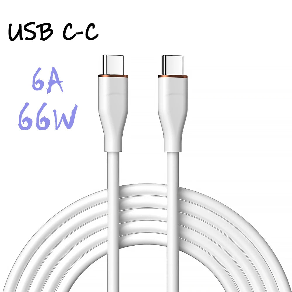 Liquid Silicon USB-Type C To C Fast Charging Cable 66W.