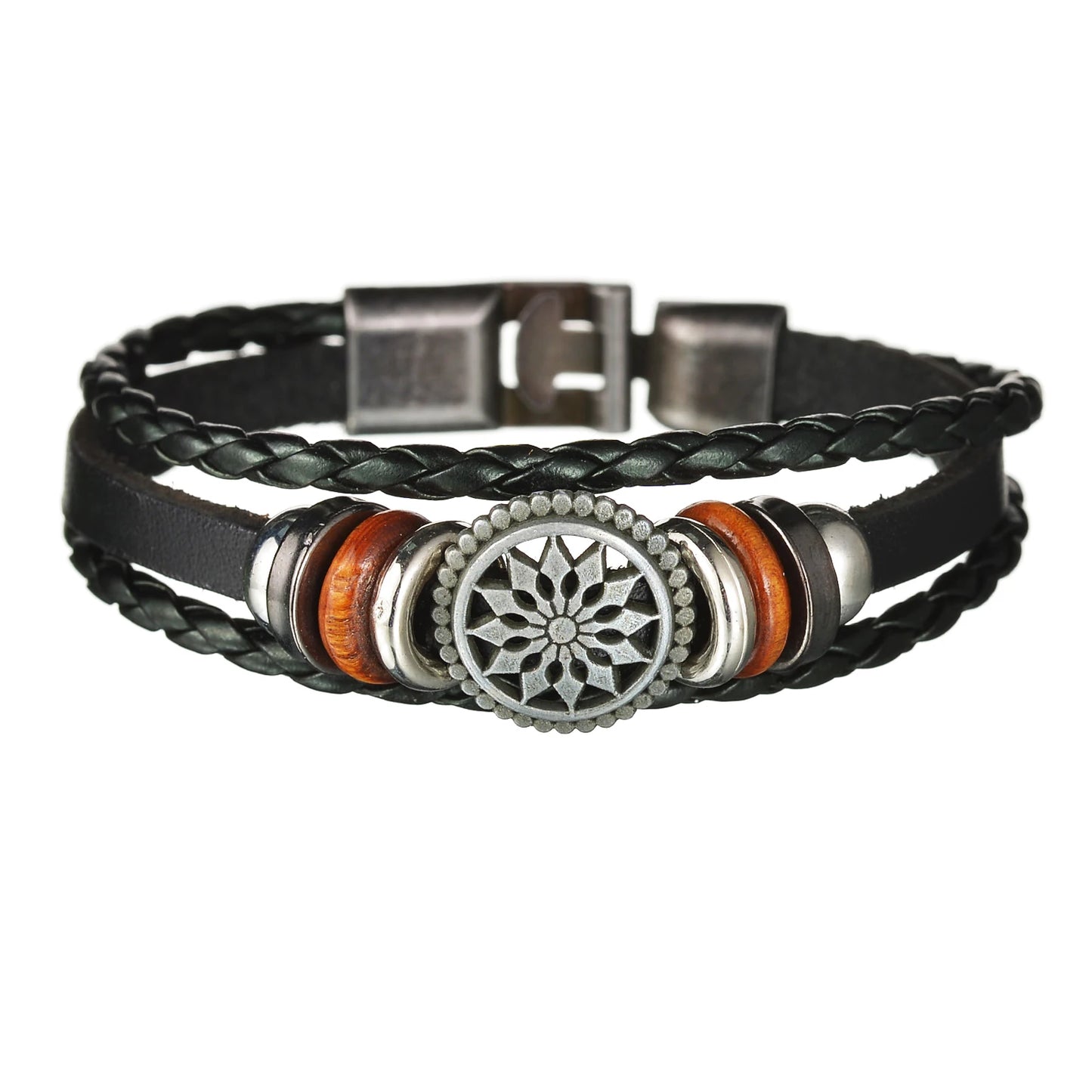Multilayer Black Leather Jewelry Charm. Bracelets & Bangles for Men. - BLAKESTORE-NG
