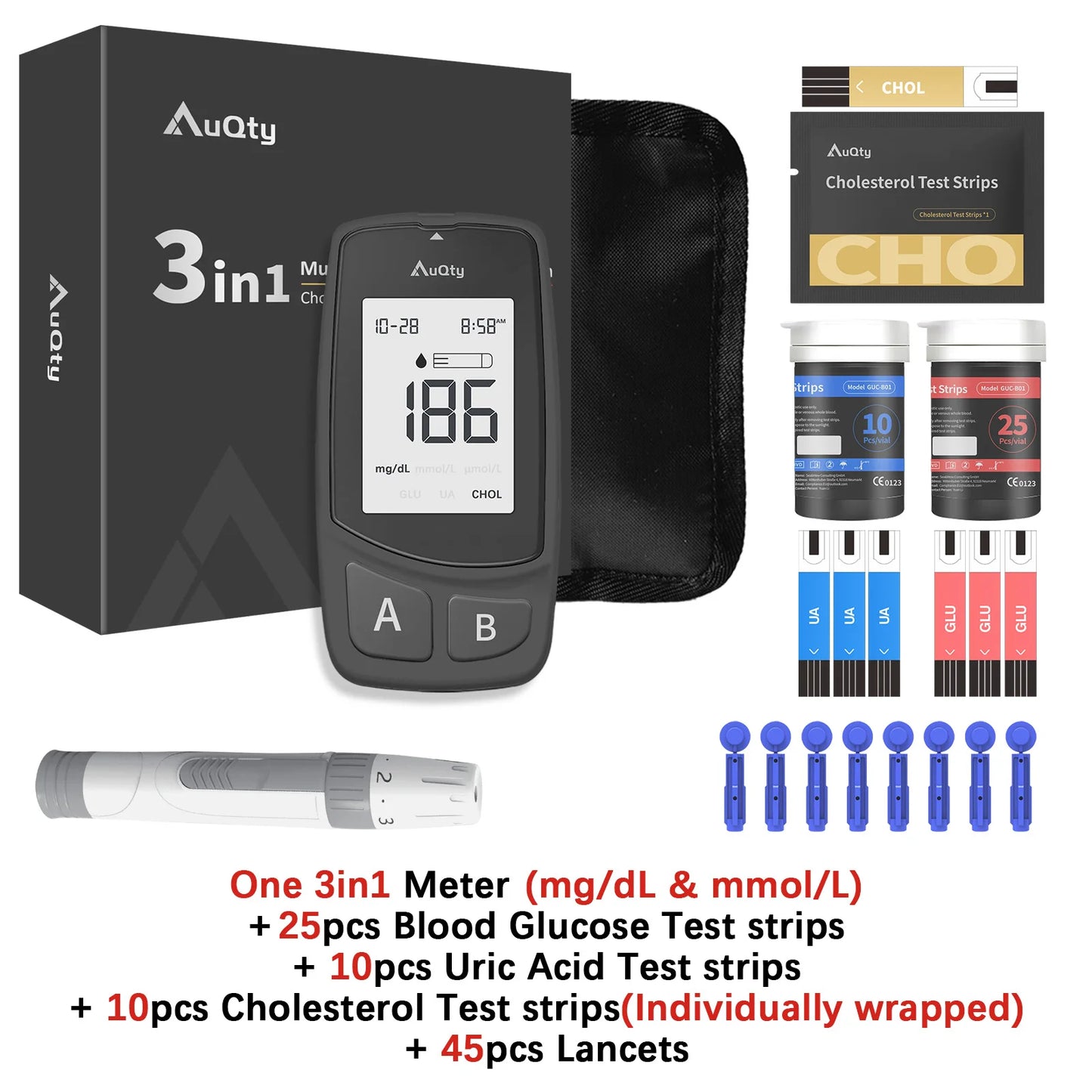 Blood Glucose-Cholesterol, Uric acid Monitor.