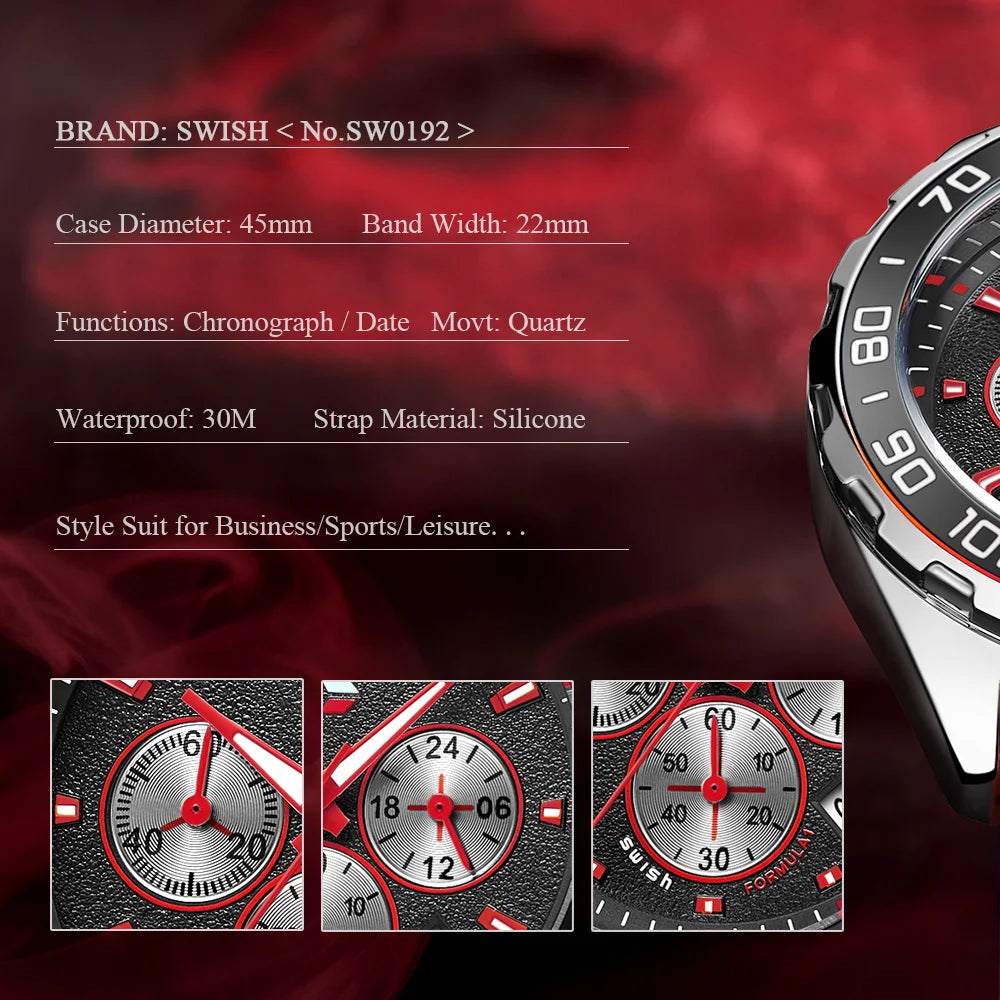 Chronograph Men Luxury Watches with Silicone Band. - BLAKESTORE-NG
