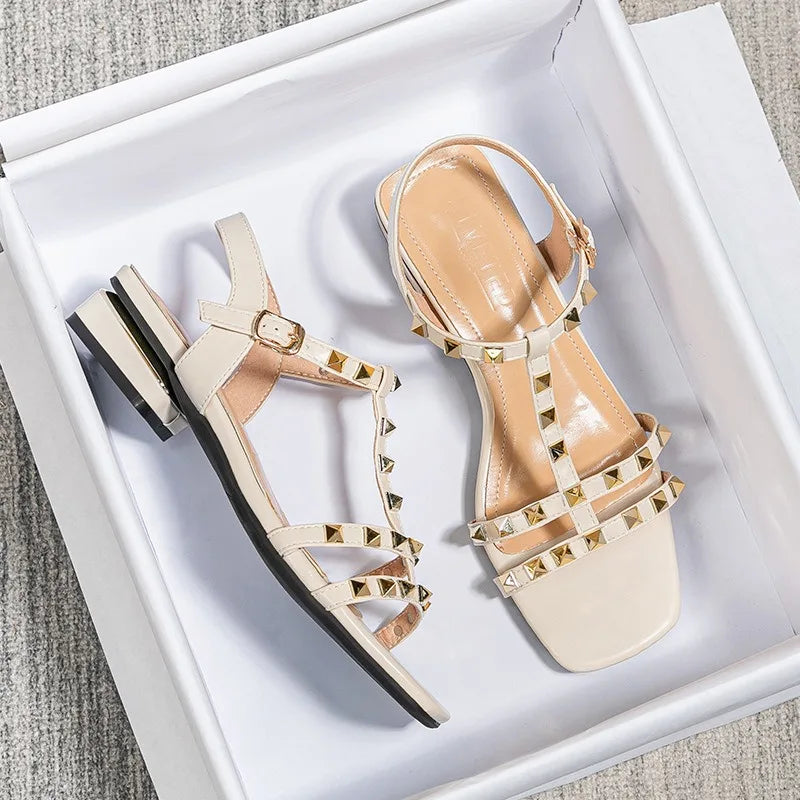 Summer Rivet Low Heel Women's Sandals.