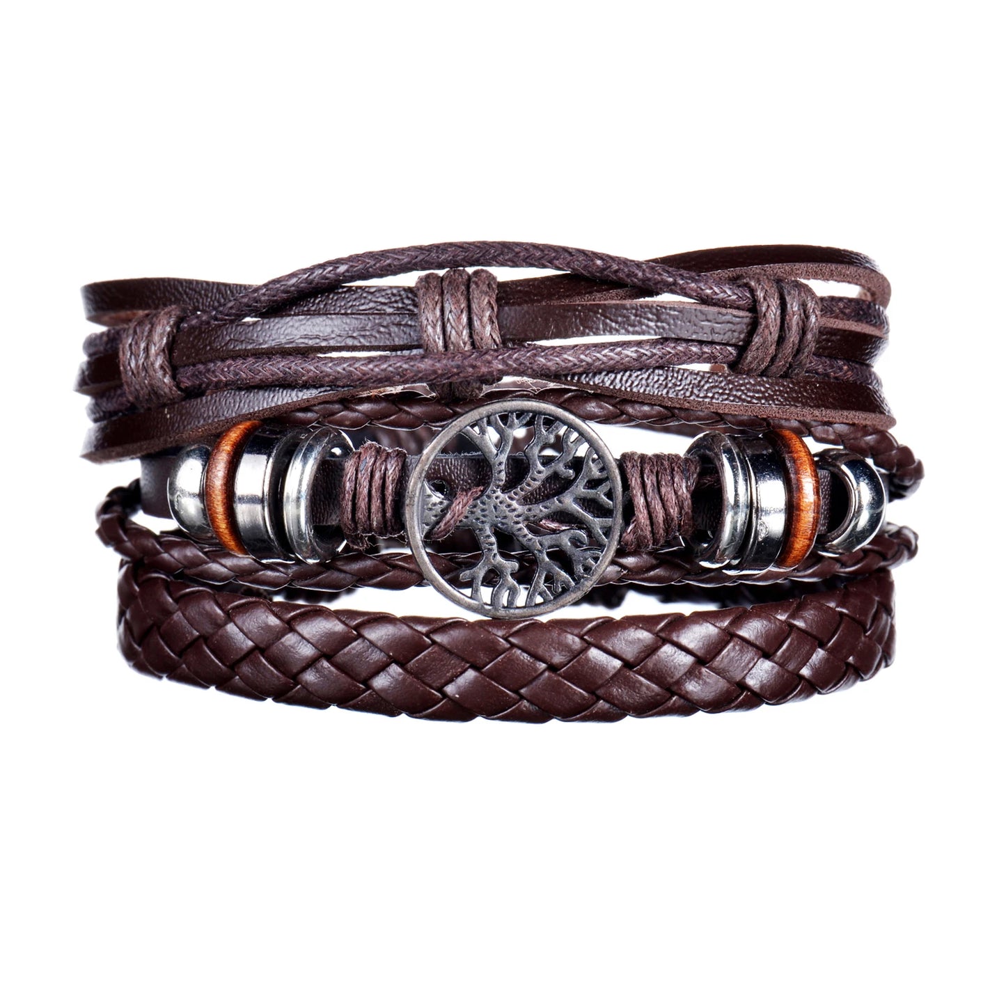 Multilayer Black Leather Jewelry Charm. Bracelets & Bangles for Men. - BLAKESTORE-NG