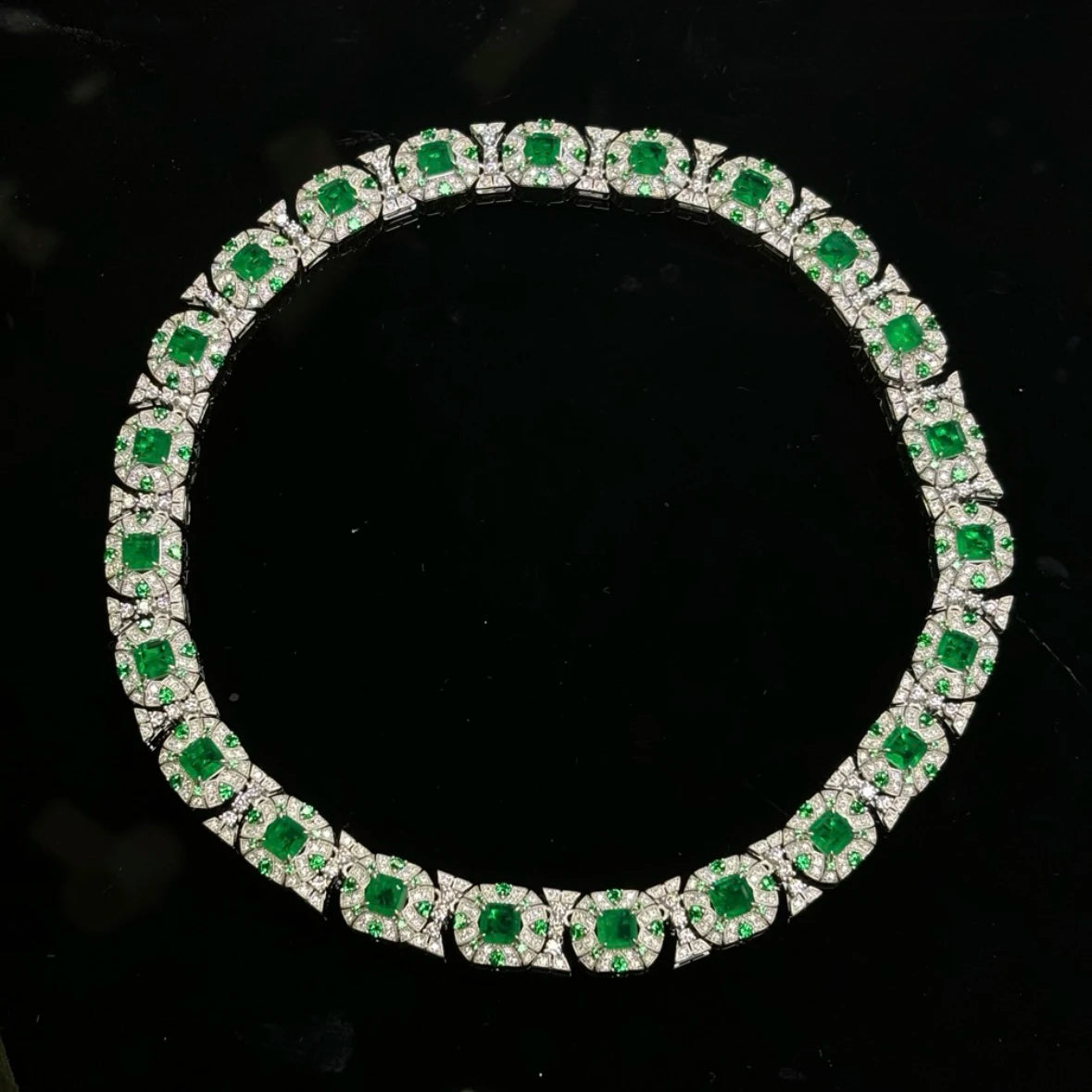 Diamond Luxury Cultivated Synthetic Emerald Bracelet.