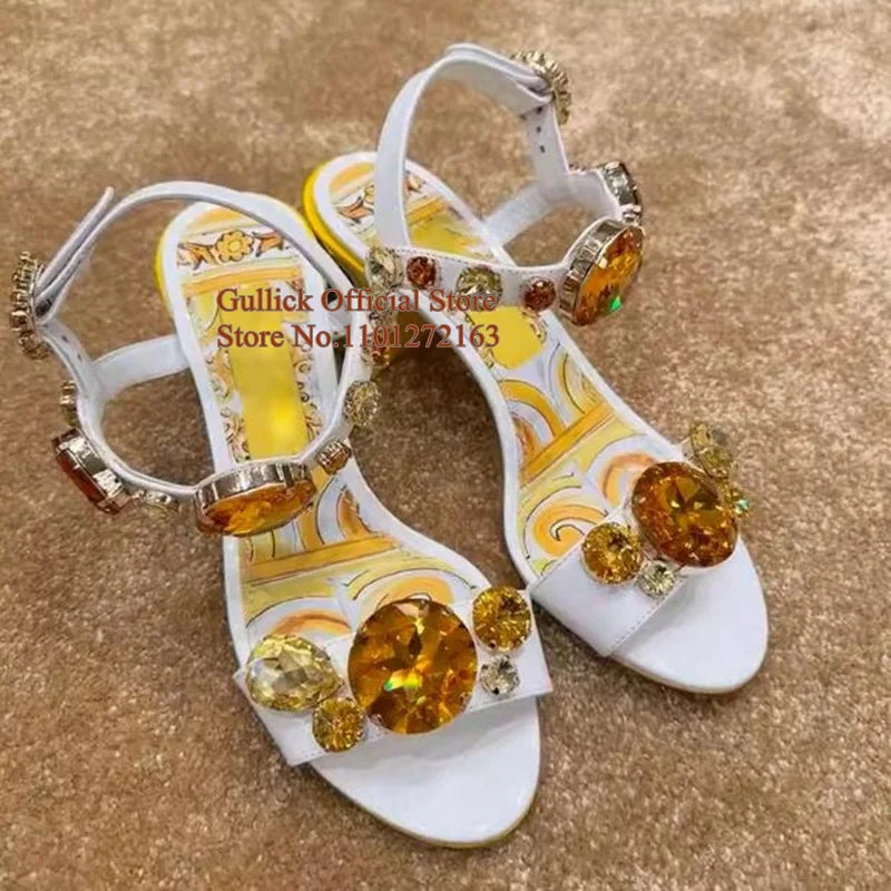 Bohemia Style Rhinestones Heels Sandals.