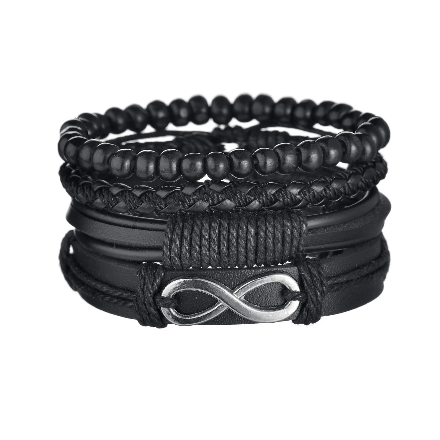 Multilayer Black Leather Jewelry Charm. Bracelets & Bangles for Men. - BLAKESTORE-NG