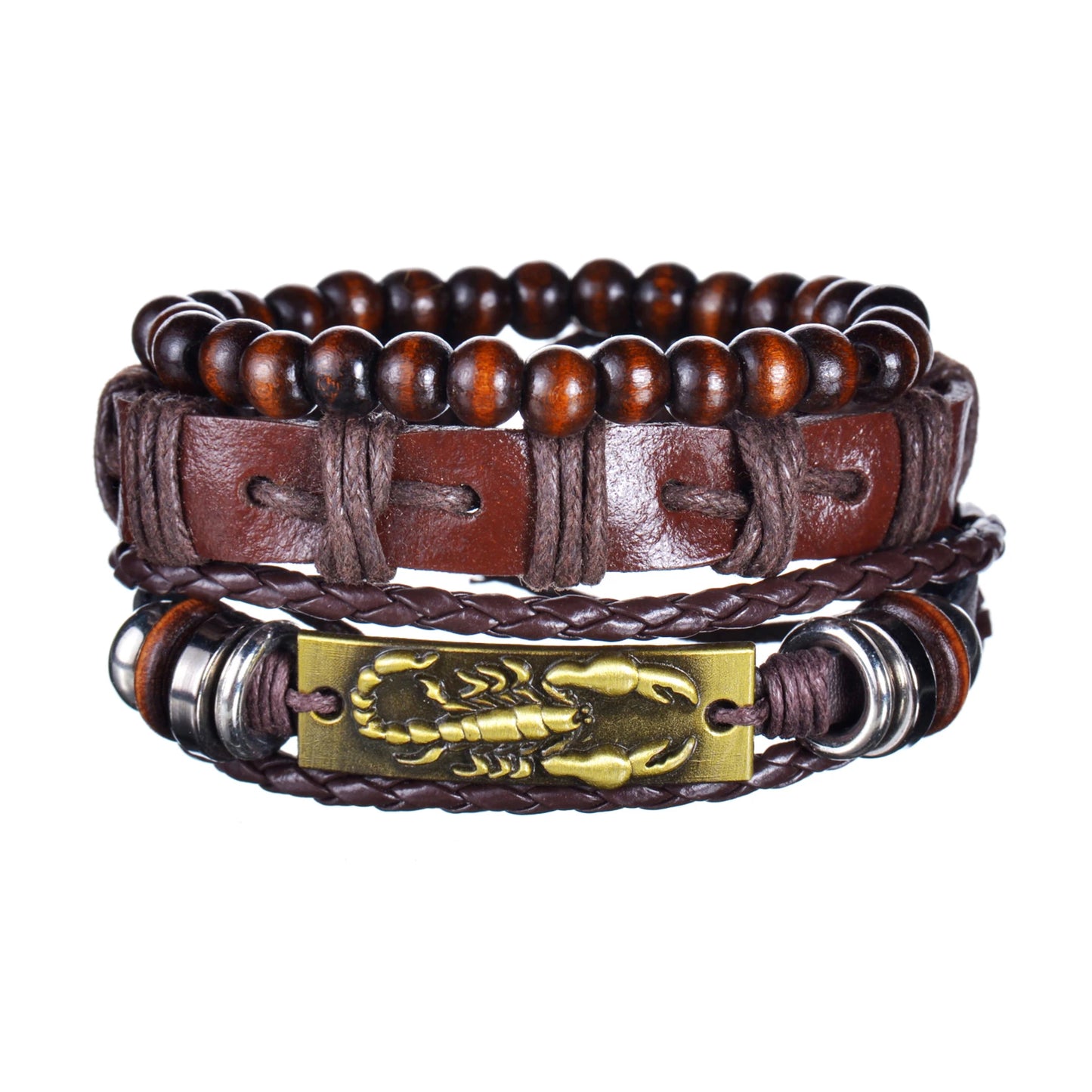 Multilayer Black Leather Jewelry Charm. Bracelets & Bangles for Men. - BLAKESTORE-NG