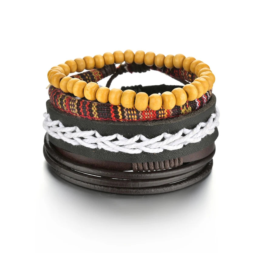Multilayer Black Leather Jewelry Charm. Bracelets & Bangles for Men. - BLAKESTORE-NG