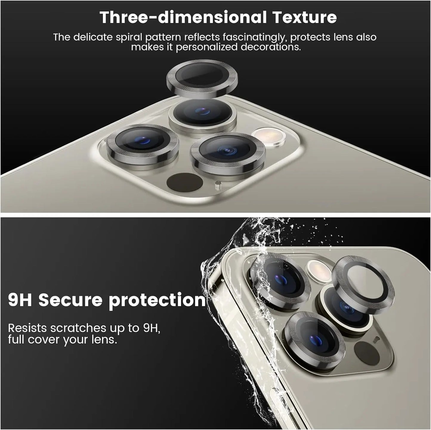 Titanium Gray Metal Tempered Glass Camera Lens Cover