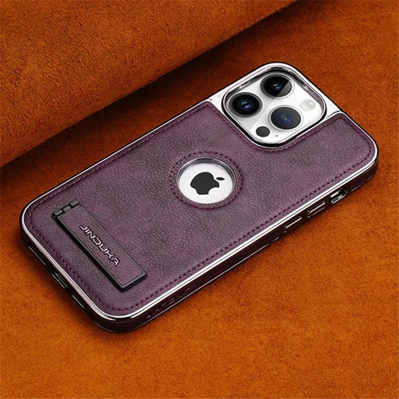Bumper Leather Folding Kickstand Phone Case.
