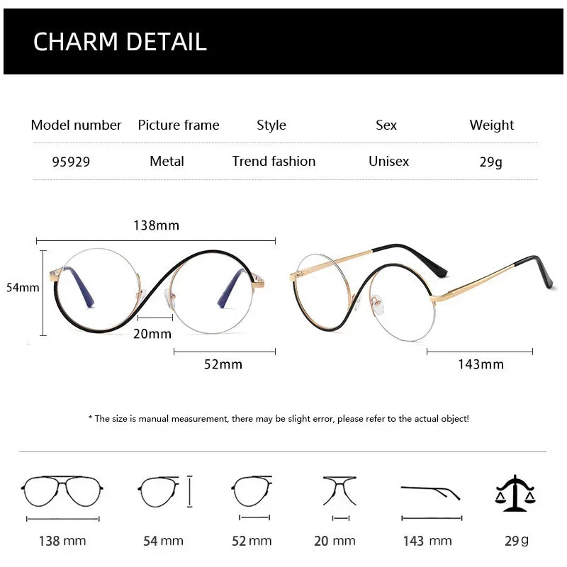 Semi-Rimless S Shape Glasses .