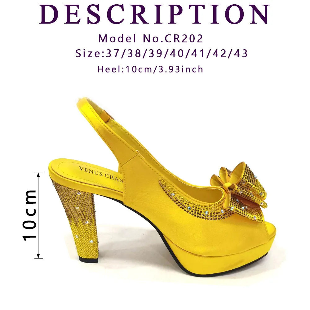 Thin Heels Ladies Shoes and Bag Matching Bag Set For Women Wedding Party.