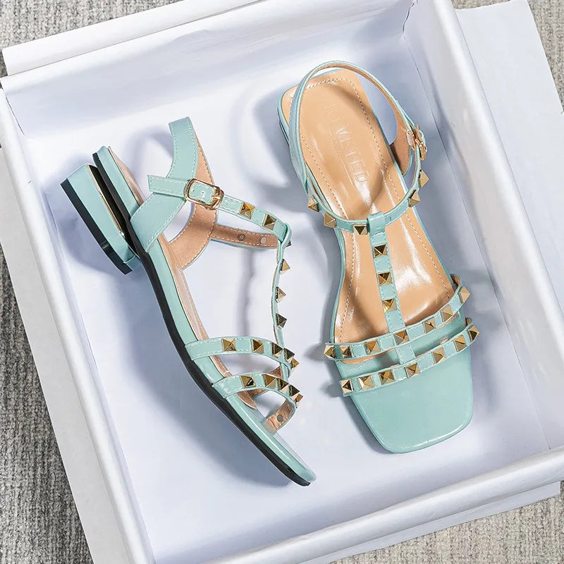 Summer Rivet Low Heel Women's Sandals.