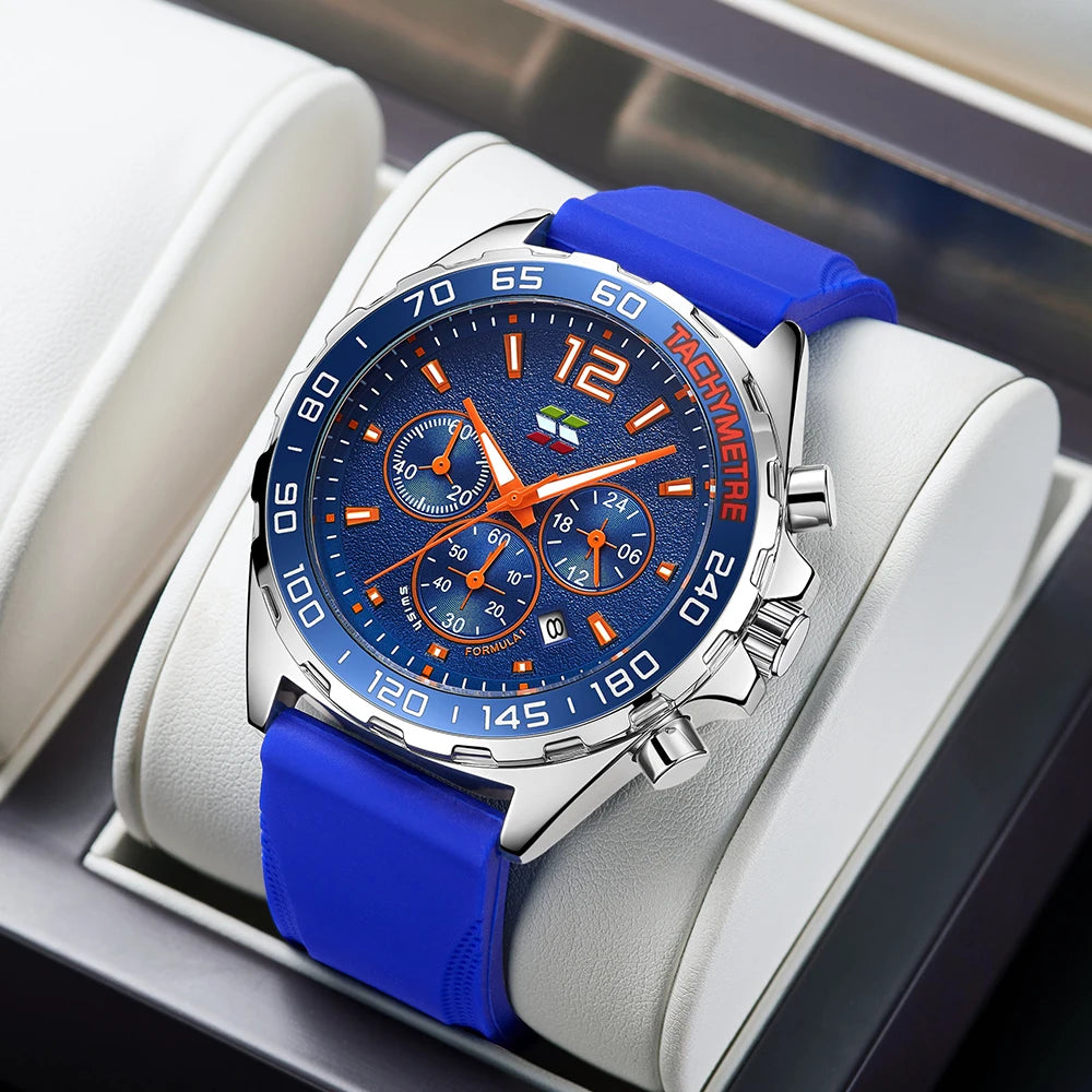 Chronograph Men Luxury Watches with Silicone Band. - BLAKESTORE-NG