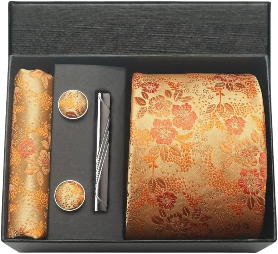 100% Silk Necktie Paisley Floral Mens Tie.