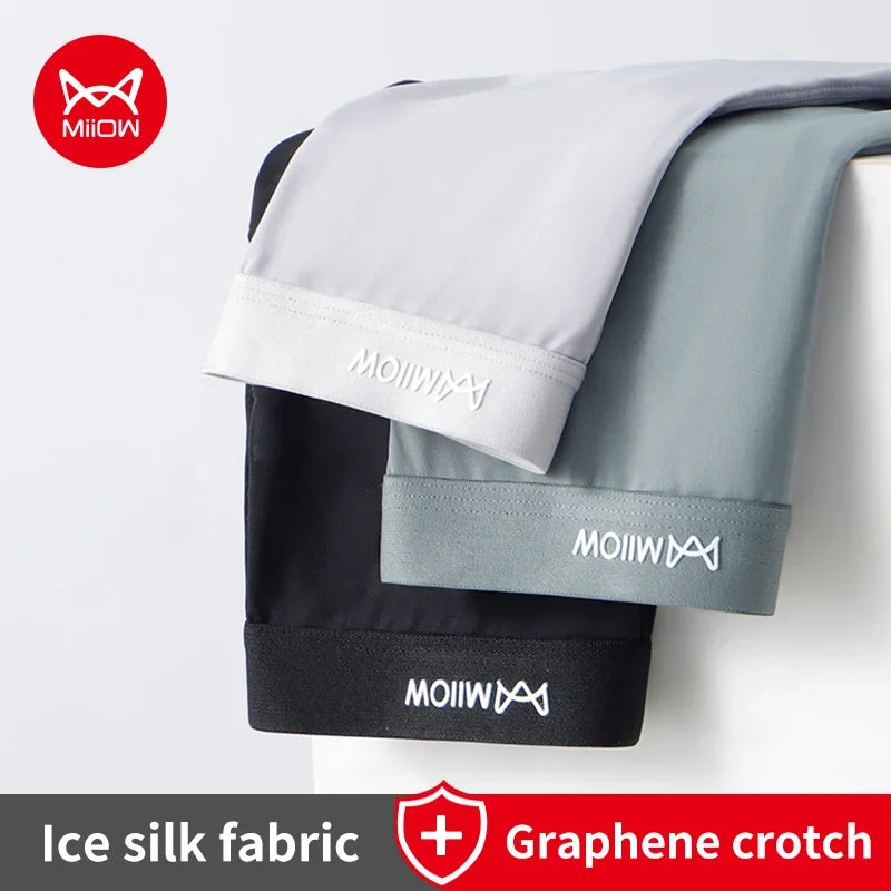 3Pcs Thin Ice Silk Men Boxershorts.