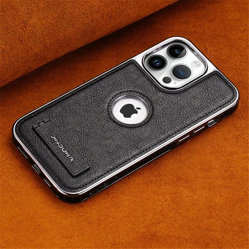 Bumper Leather Folding Kickstand Phone Case.